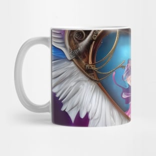 The elegant heart with wings and kitten Mug